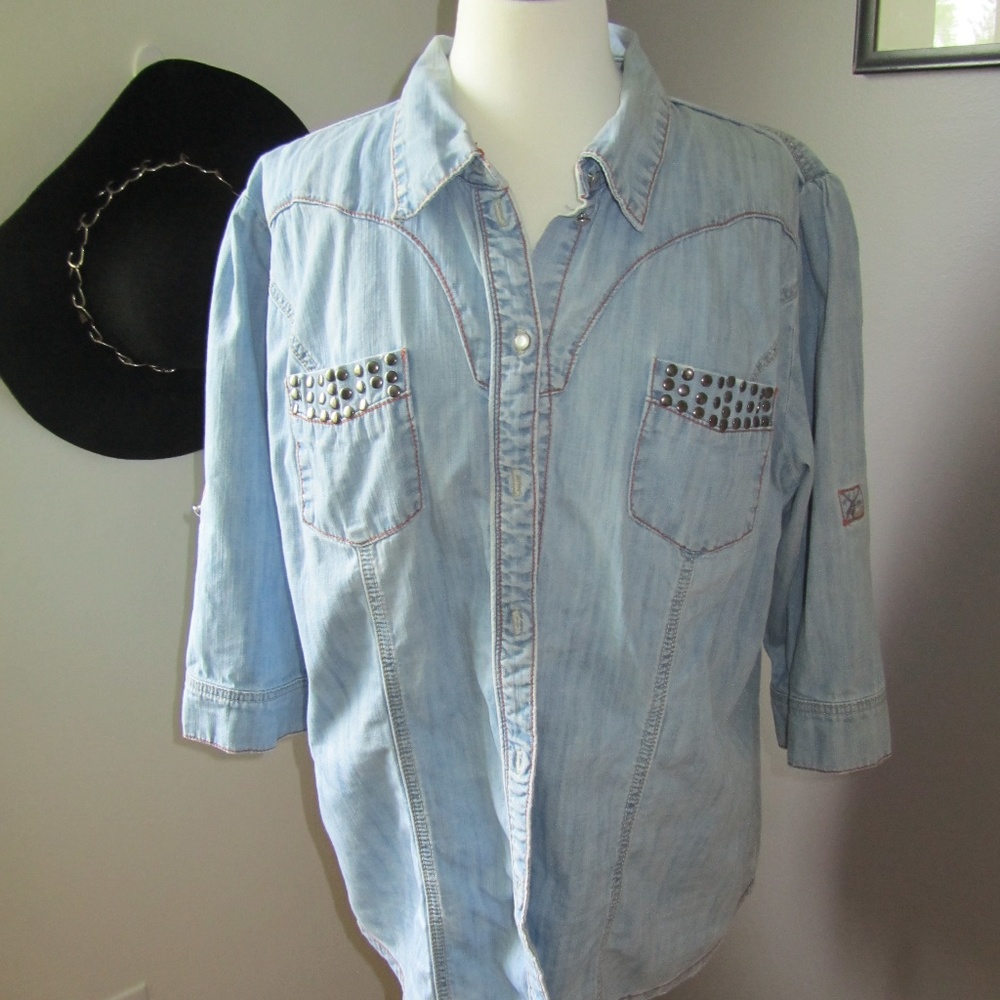 Torrid distressed denim  Shirt